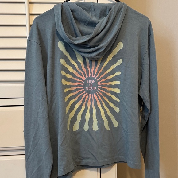 Life Is Good Slate Blue/Gray/Green Hooded Long-Sleeve Pullover - Picture 14 of 14